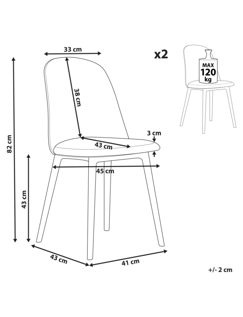 Beliani - Cadeira de refeição Conjunto de 2 Branco FOMBY