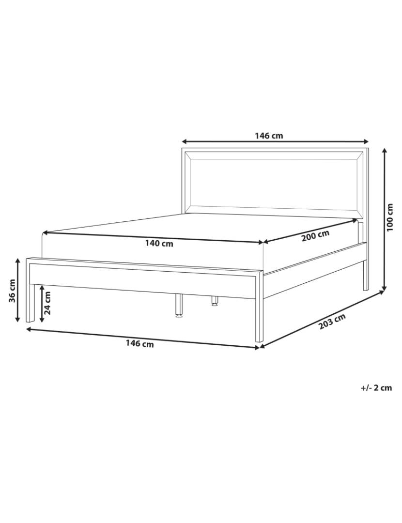 Beliani - Cama de casal castanha clara 140 x 200 cm ERVILLERS