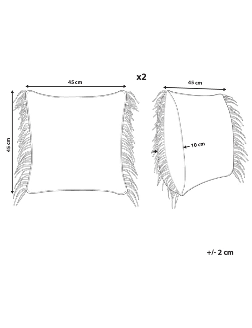 Beliani - Conjunto de 2 almofadas Macramé Algodão Creme PATTAN 45 x 45 cm