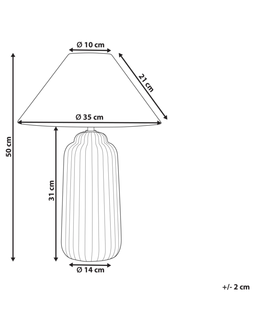 Beliani - Candeeiro de mesa em cerâmica creme 50 cm NURIA