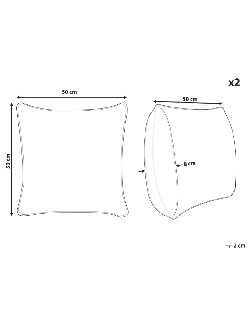 Beliani - Conjunto de 2 almofadas Bordado Branco MILAS 50 x 50 cm