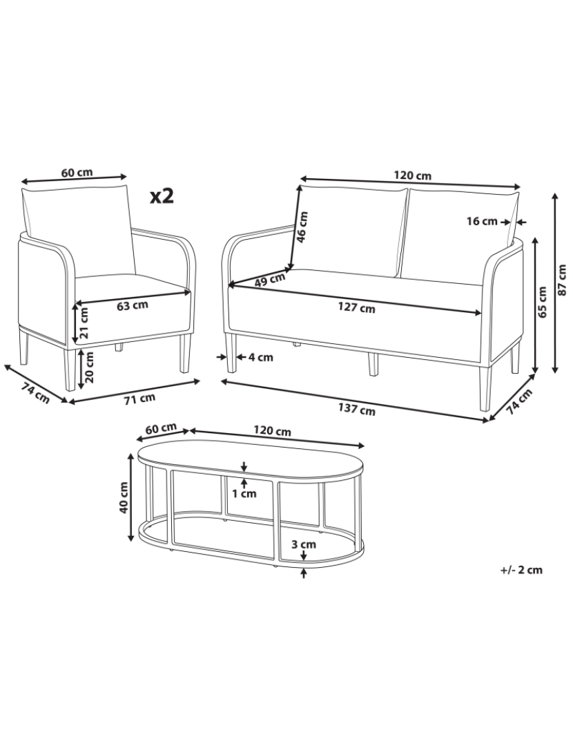 Beliani - Conjunto lounge Alumínio Branco MONTEFALCO