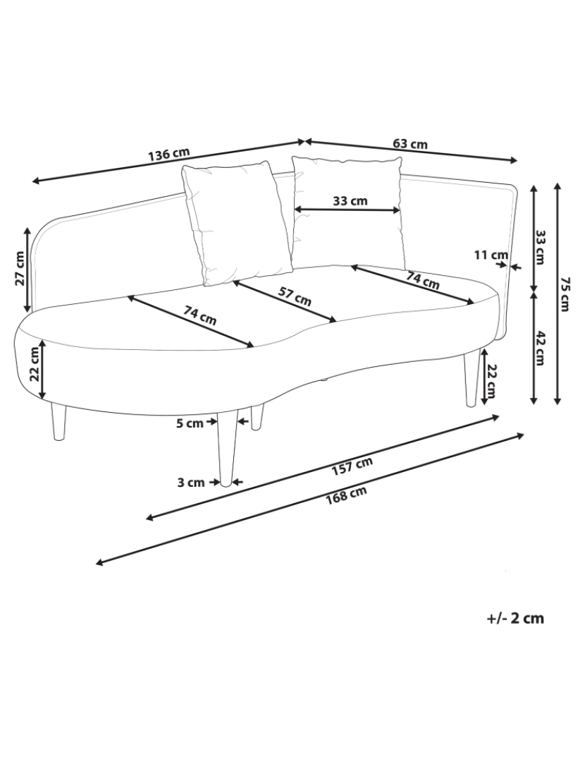 imagem de Chaise-longue versão à direita em veludo creme CHAUMONT1