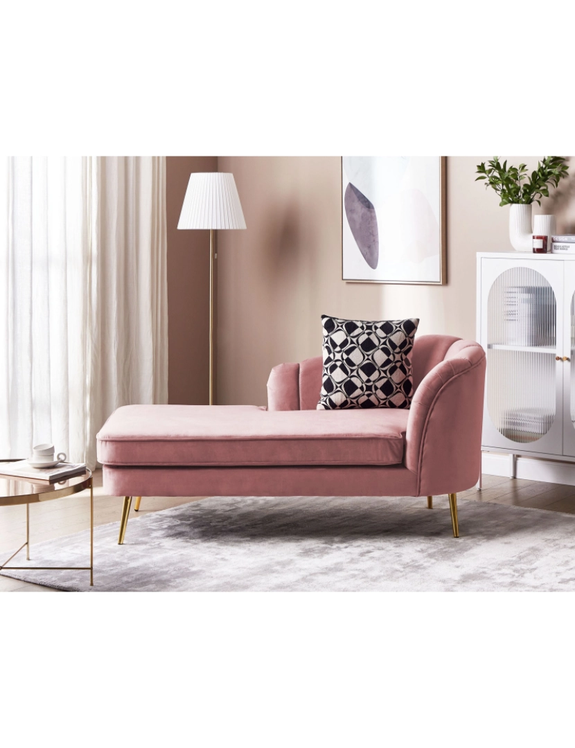 imagem de Chaise-longue em veludo rosa versão à direita ALLIER2