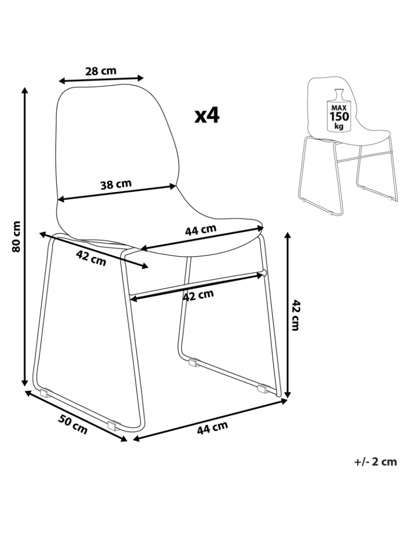 imagem de Cadeira de refeição Conjunto de 4 Branco PANORA1