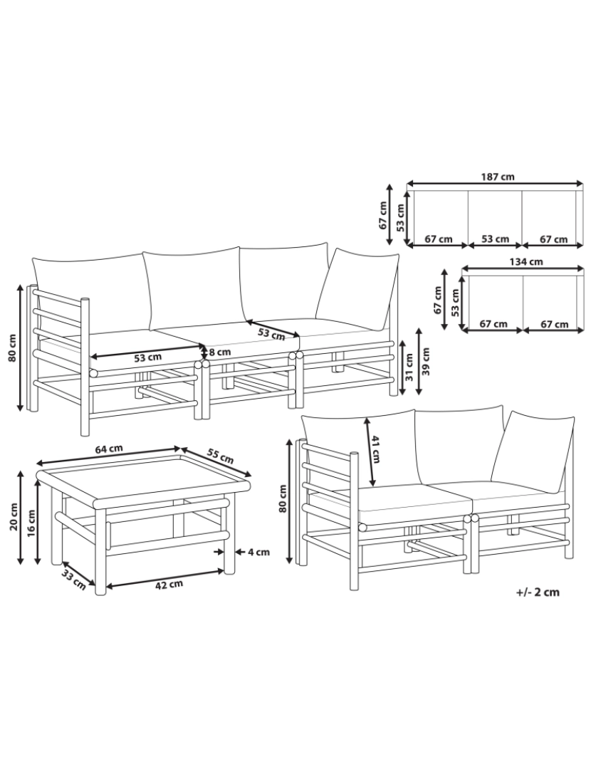 Beliani - Conjunto lounge Madeira de bambu Taupe CERRETO