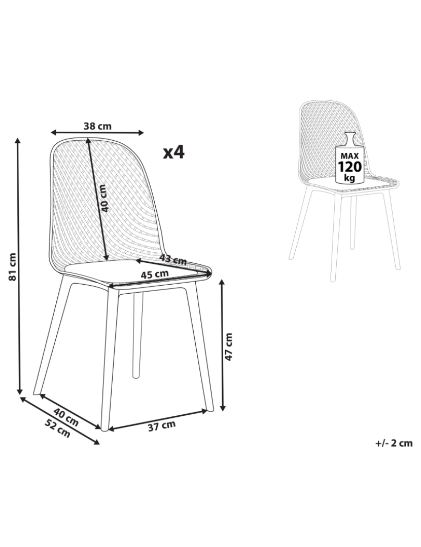 Beliani - Cadeira de refeição Conjunto de 4 Branco EMORY