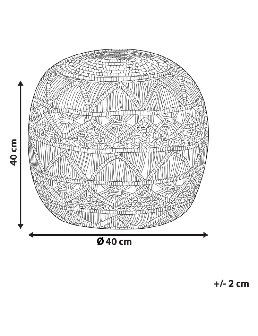 imagem de Pufe em algodão macramé laranja 40 x 40 cm BERKANE1