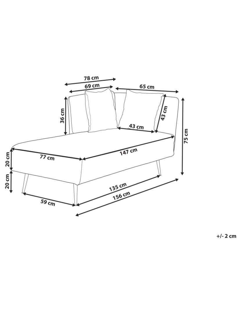 Beliani - Chaise-longue à direita em tecido branco RIOM