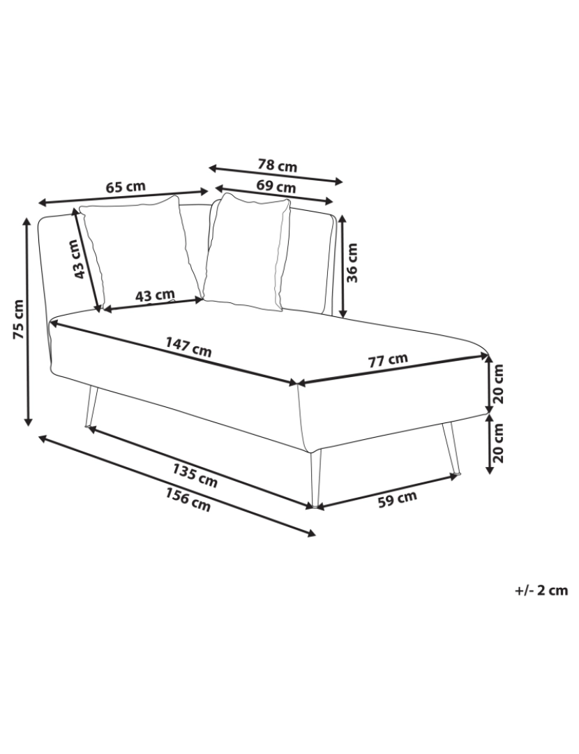 imagem de Chaise-longue à esquerda em tecido creme RIOM2