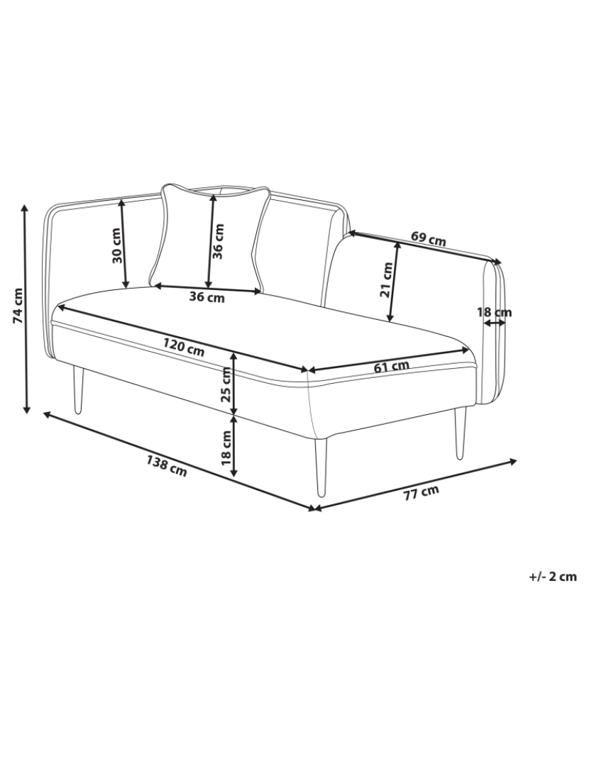 Beliani - Chaise-Longue à esquerda em tecido bouclé creme claro CHEVANNES