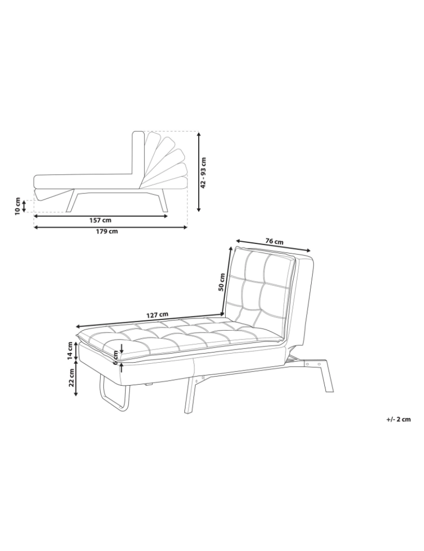 Beliani - Chaise-longue ajustável em veludo preto LOIRET