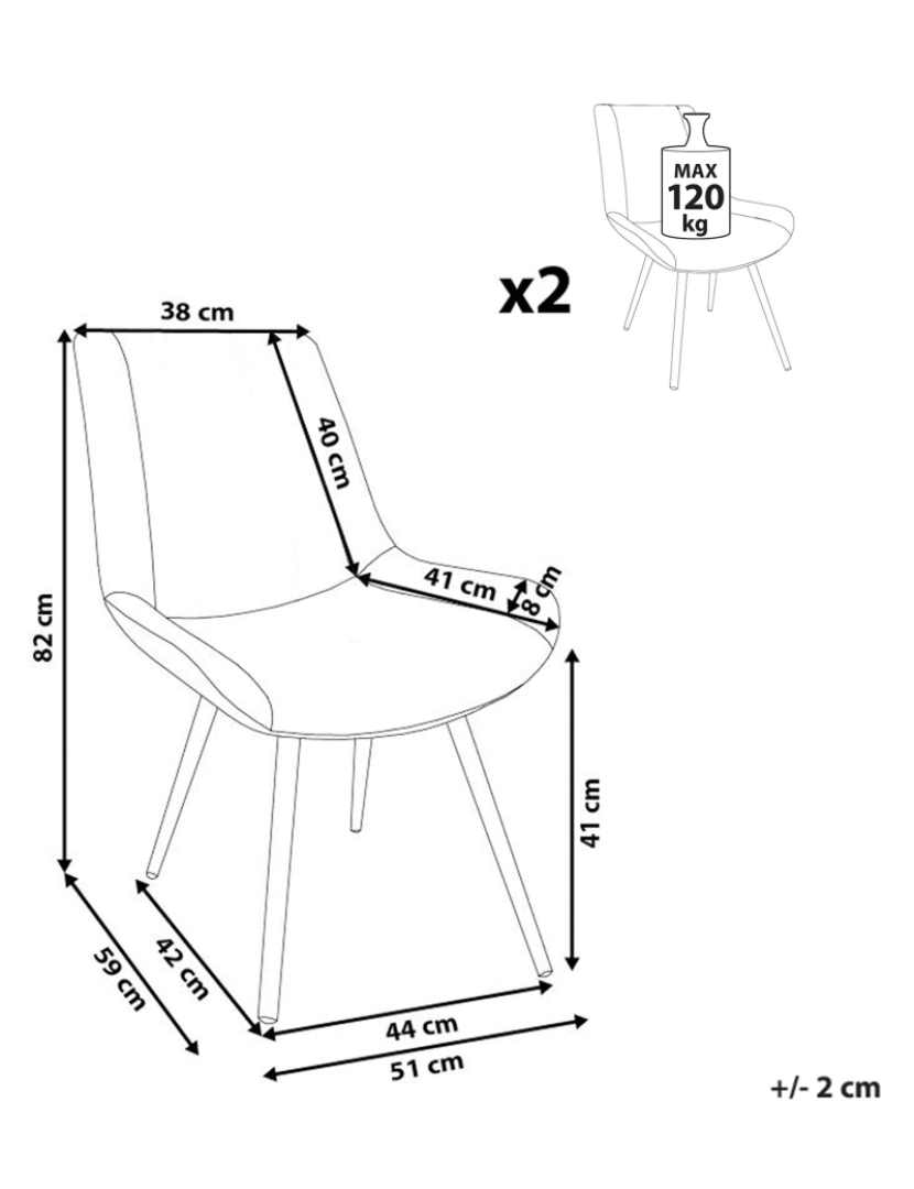 Beliani - Cadeira de refeição Conjunto de 2 Bouclé Branco AVILLA