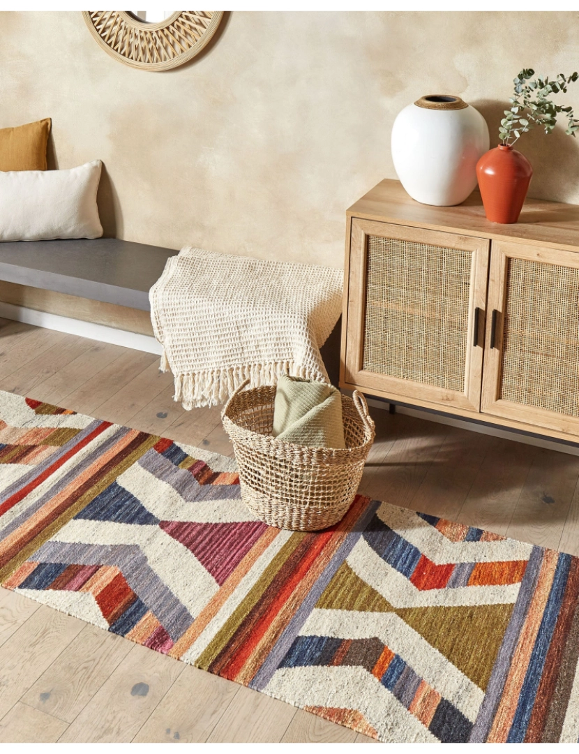 imagem de Tapete Kilim em lã multicolor 80 x 300 cm MRGASHAT2