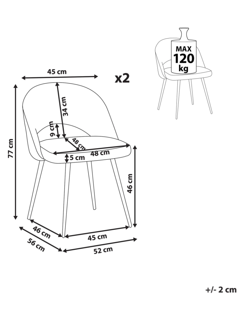 Beliani - Cadeira de refeição Conjunto de 2 Bouclé Branco ONAGA