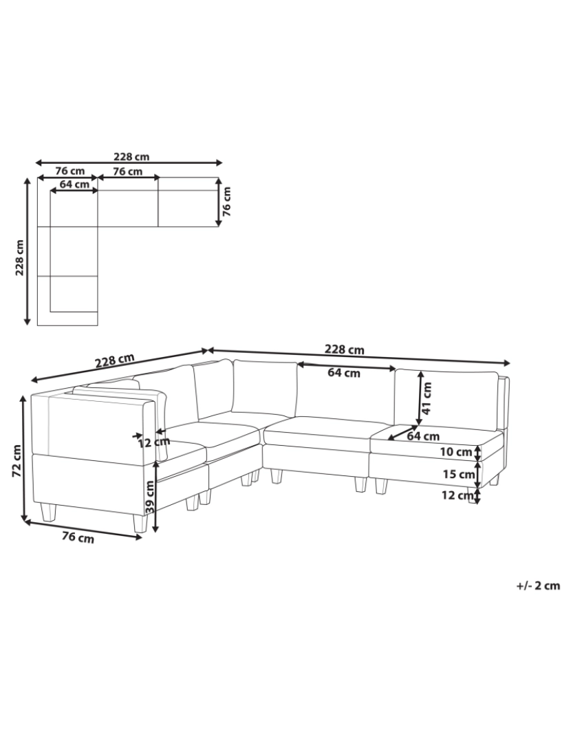 imagem de Sofá de canto modular 5 lugares em tecido branco à direita UNSTAD1