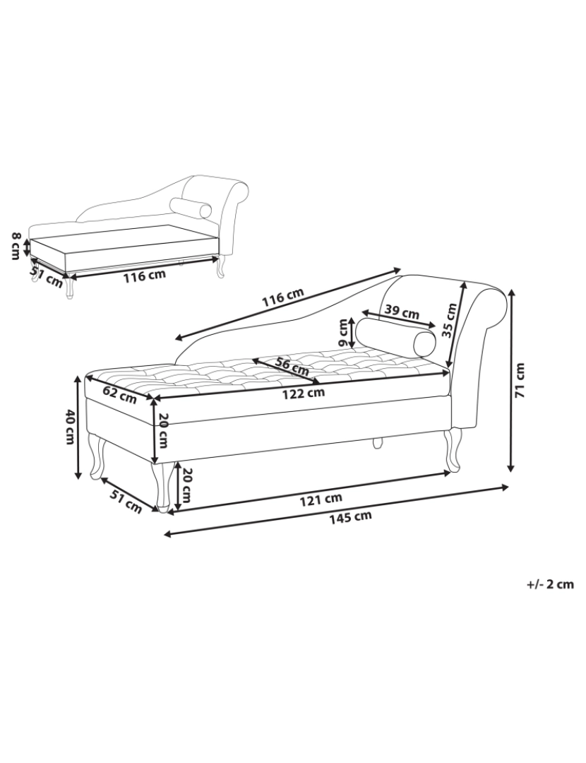 Beliani - Chaise-longue à direita com arrumação em veludo verde escuro PESSAC