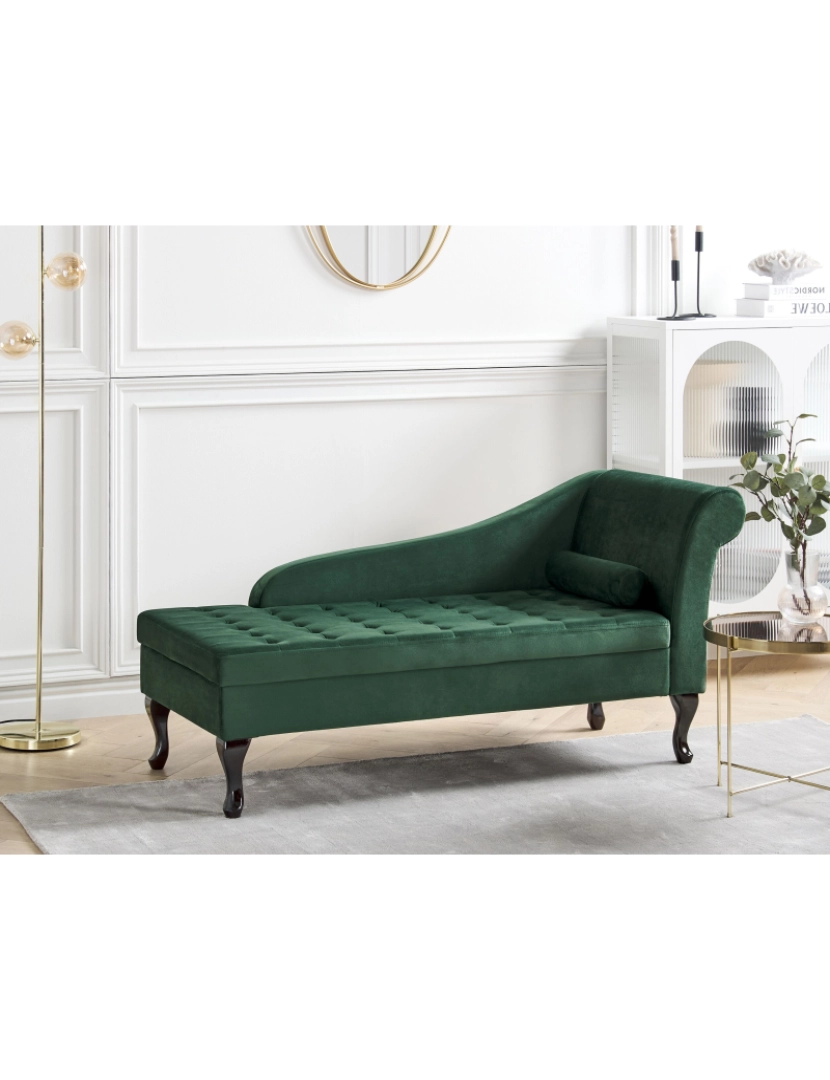 imagem de Chaise-longue à direita com arrumação em veludo verde escuro PESSAC2