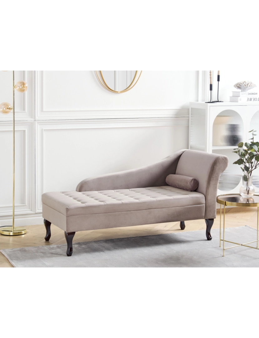 imagem de Chaise-longue à direita com arrumação em veludo taupe PESSAC2