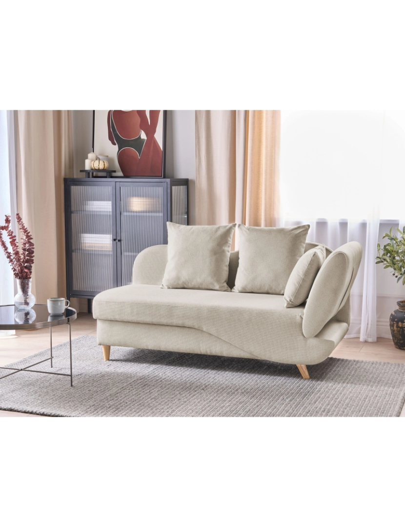 imagem de Chaise-longue à direita com arrumação em linho creme MERI II2