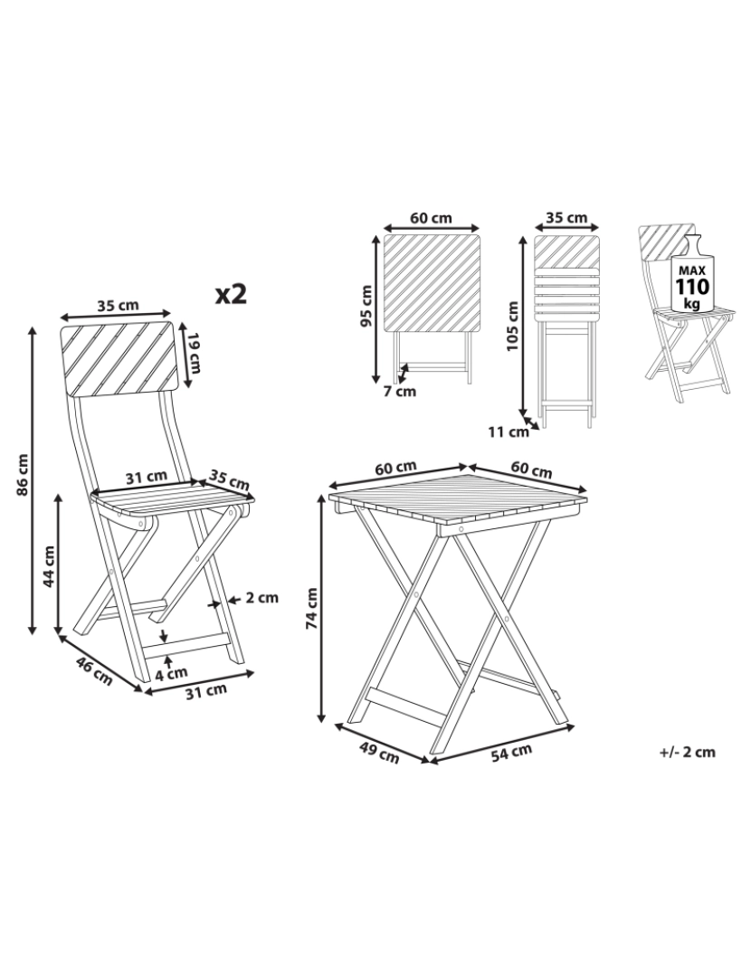 Beliani - Conjunto de mesa e cadeiras Madeira Castanho escuro ARDORE