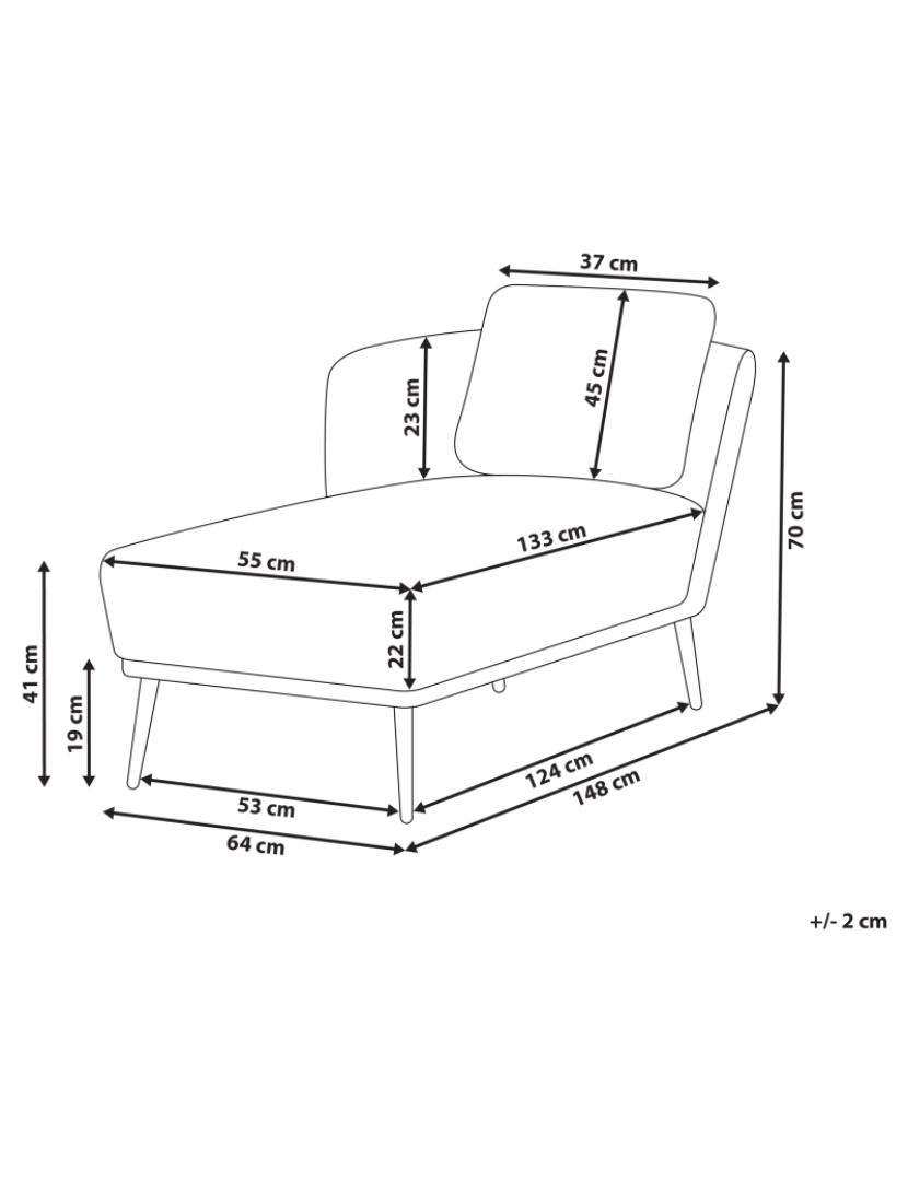 Beliani - Chaise-longue em tecido azul à direita ARTHEZE