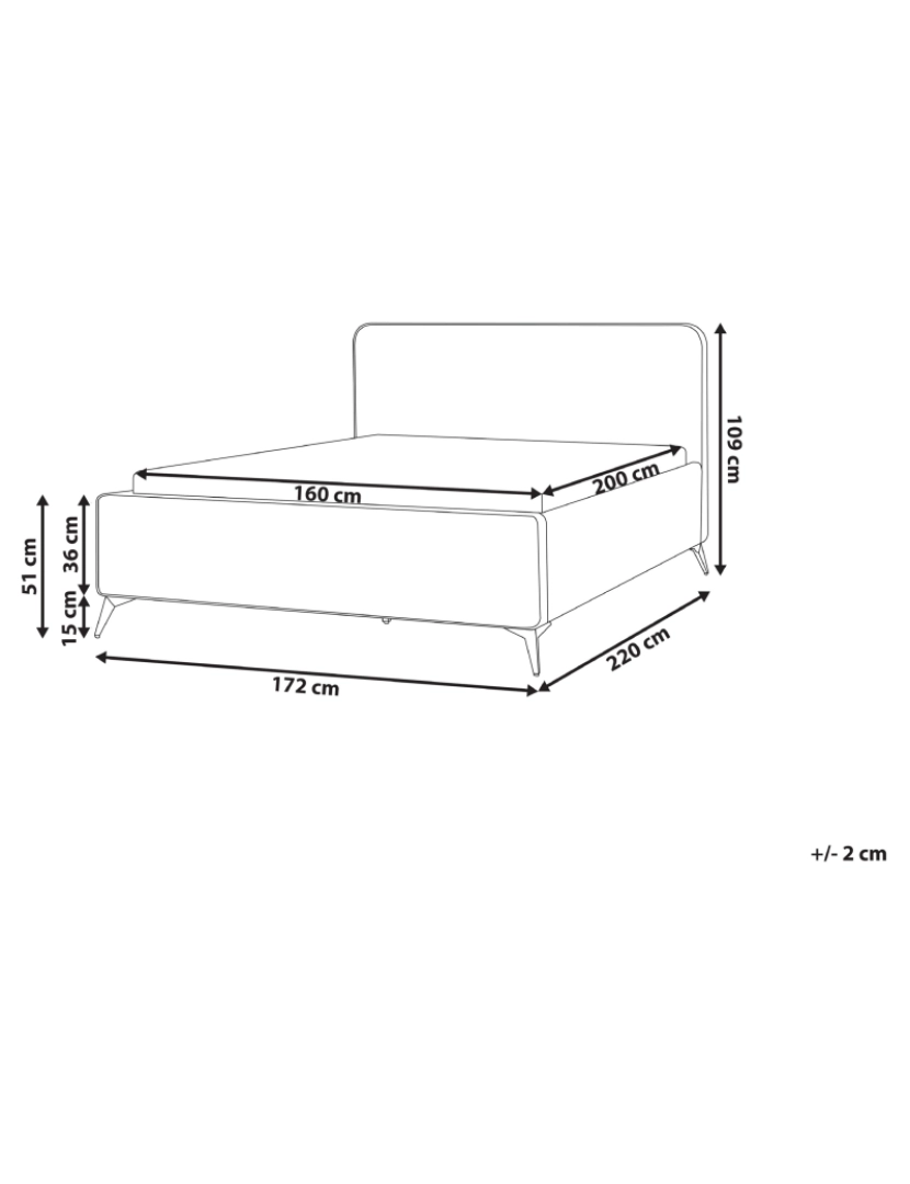 imagem de Cama de casal em tecido bouclé branco-creme 160 x 200 cm VALOGNES1