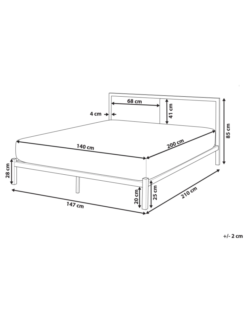 Beliani - Cama de casal em metal preto e creme claro 140 x 200 cm CLAMART