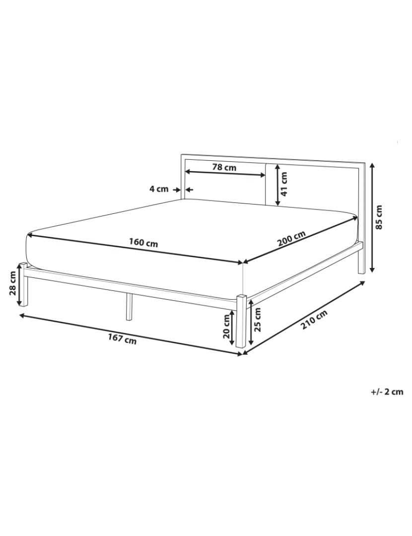 Beliani - Cama de casal em metal preto e creme claro 160 x 200 cm CLAMART