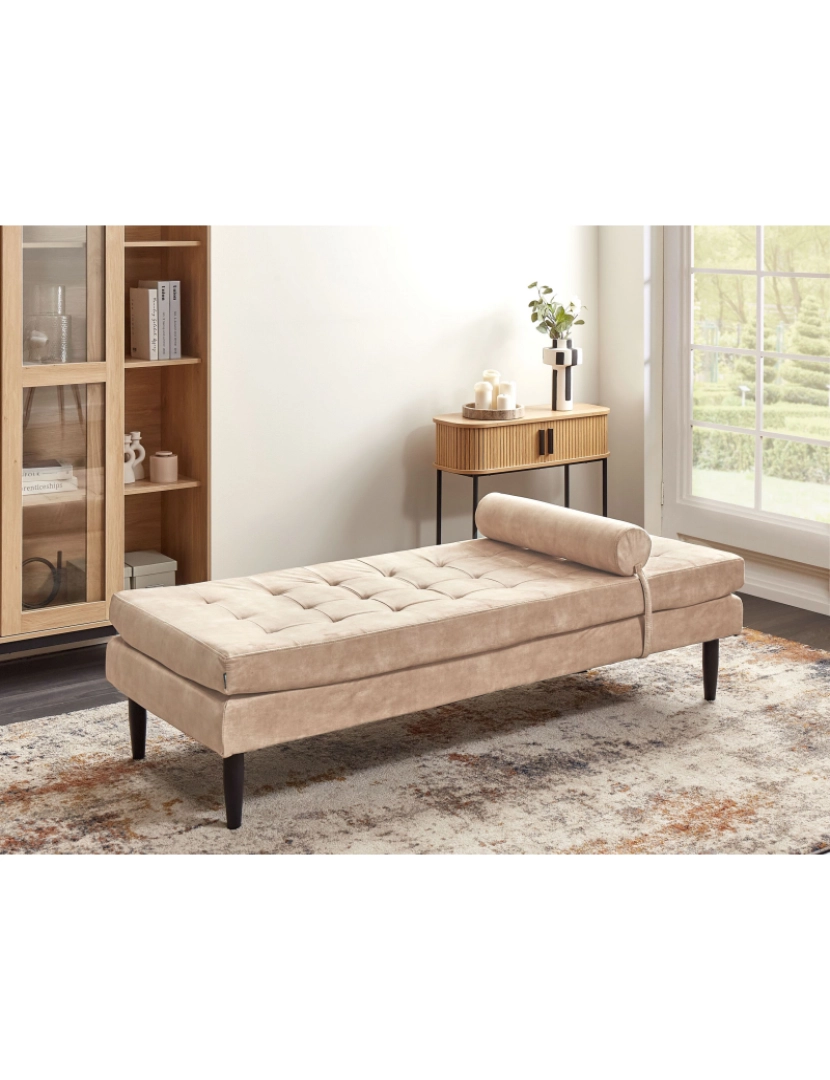 Beliani - Chaise-longue em veludo creme USSEL