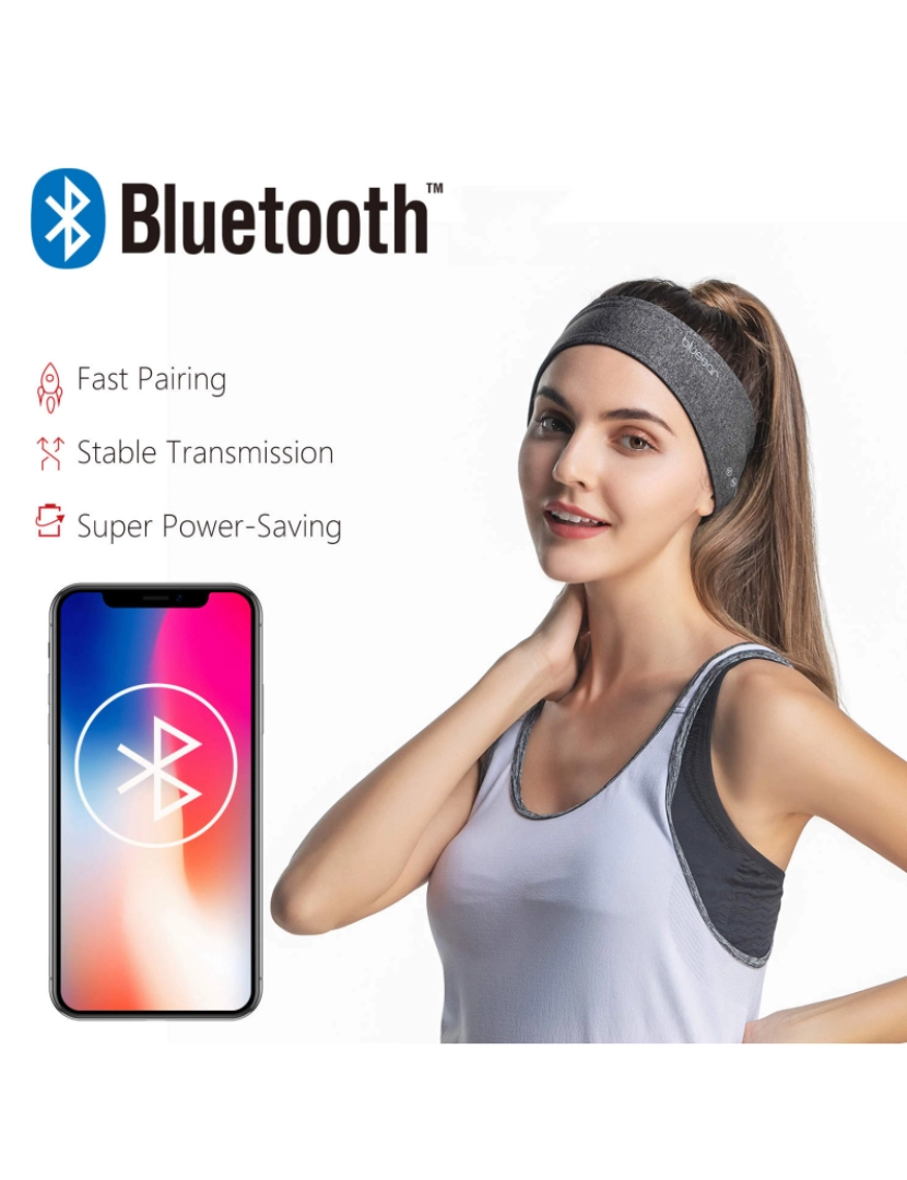 imagem de Faixa de cabeça com fones de ouvido Bluetooth e microfone Black9