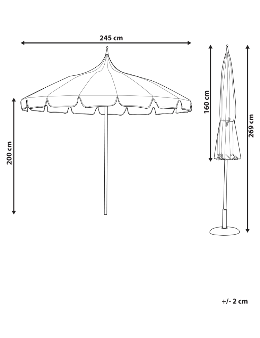 Beliani - Guarda-sol de jardim preto e branco ⌀ 245 cm MINOA