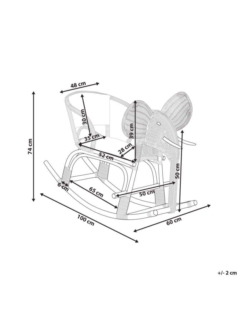 Beliani - Cadeira de baloiço forma de elefante em rattan natural AMPOLLINO