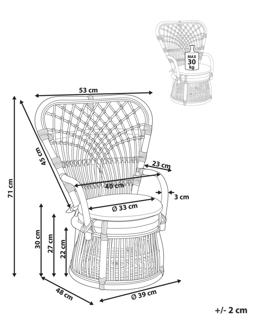 Beliani - Cadeira para crianças em rattan natural TEMENI