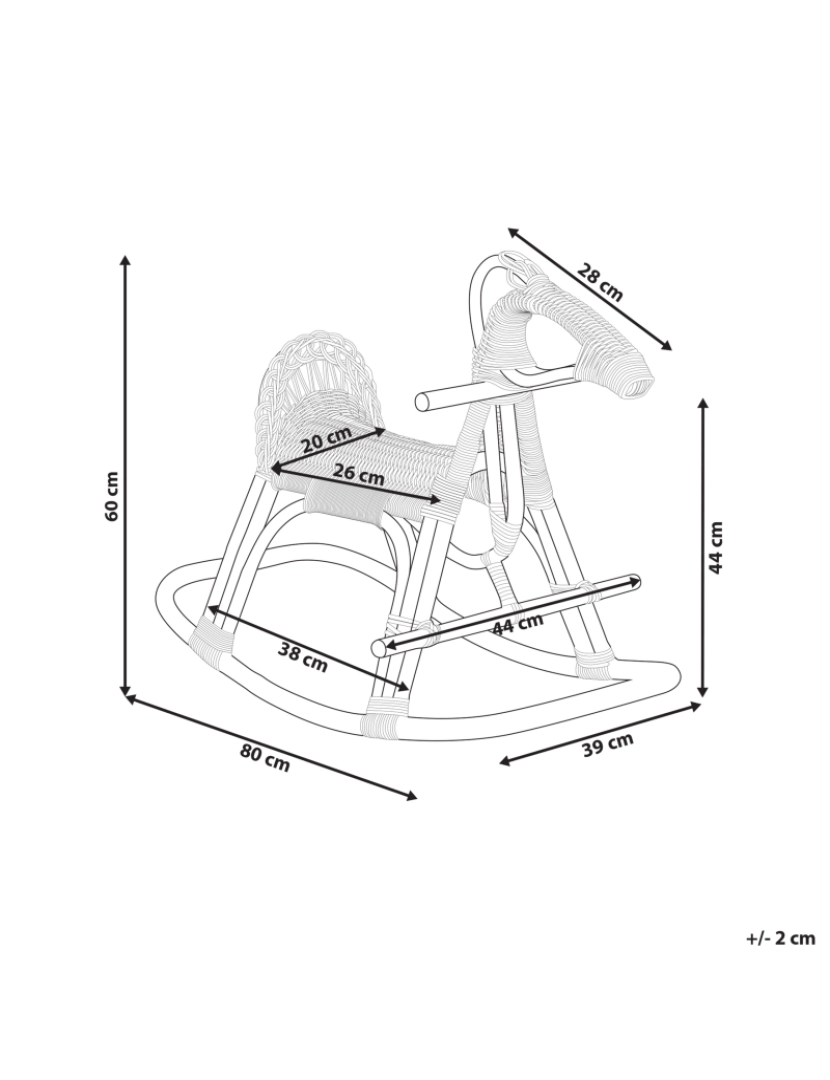 imagem de Cadeira de baloiço para crianças forma de cavalo em rattan natural ARILLAS1