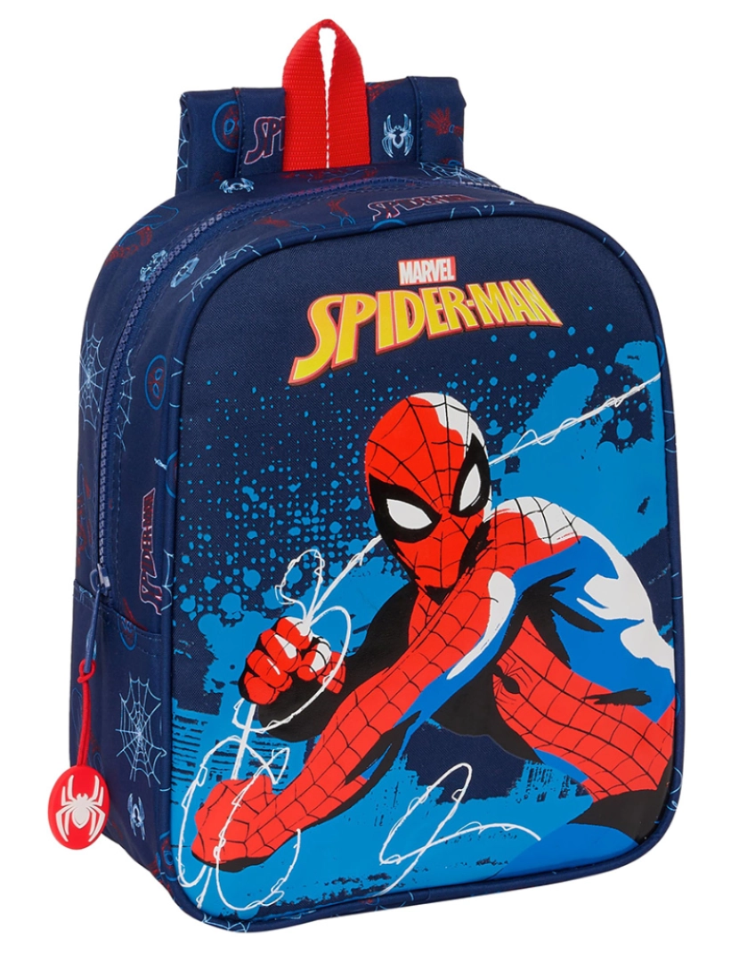 Homem Aranha - Bolsa infantil Homem-Aranha Neon Azul Marinho 22 x 27 x 10 cm