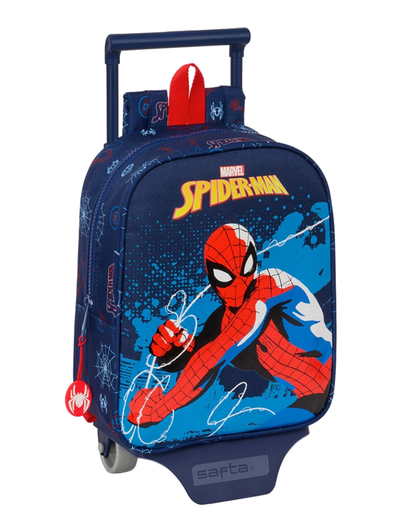 Homem Aranha - Mochila escolar com rodas Homem-Aranha Neon Azul Marinho 22 x 27 x 10 cm