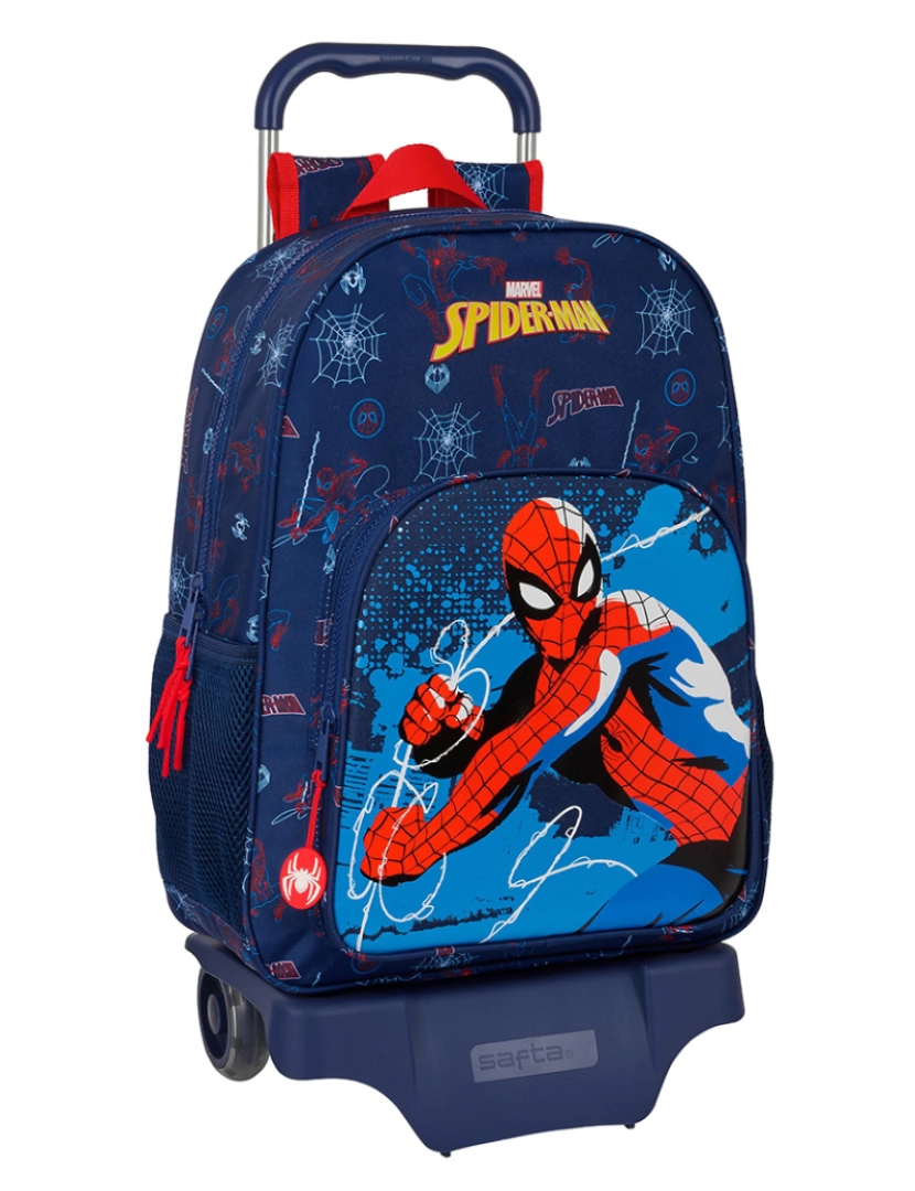 Homem Aranha - Mochila escolar com rodas Homem-Aranha Neon Azul Marinho 33 x 42 x 14 cm