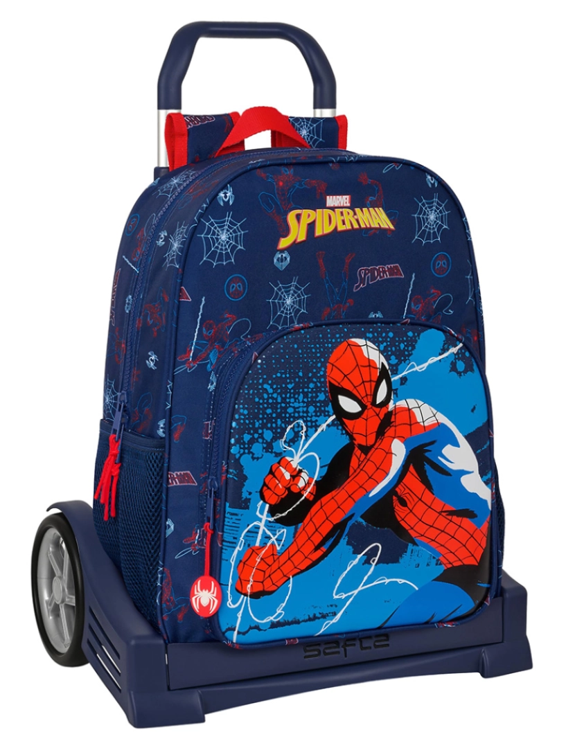 Homem Aranha - Mochila escolar com rodas Homem-Aranha Neon Azul Marinho 33 x 42 x 14 cm