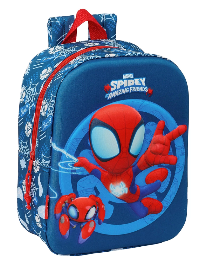 Homem Aranha - Mochila escolar Homem-Aranha Vermelho Azul Marinho 22 x 27 x 10 cm Modelo 3D