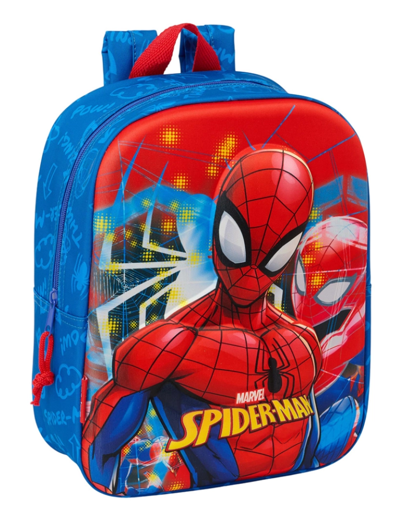 Homem Aranha - Mochila escolar Homem-Aranha Vermelho Azul Marinho 22 x 27 x 10 cm Modelo 3D