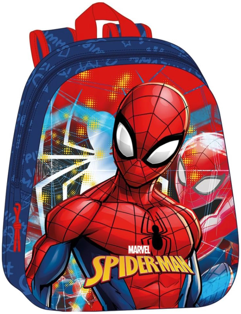 Homem Aranha - Mochila Escolar 3D Homem-Aranha Vermelho Azul Marinho 27 x 33 x 10 cm