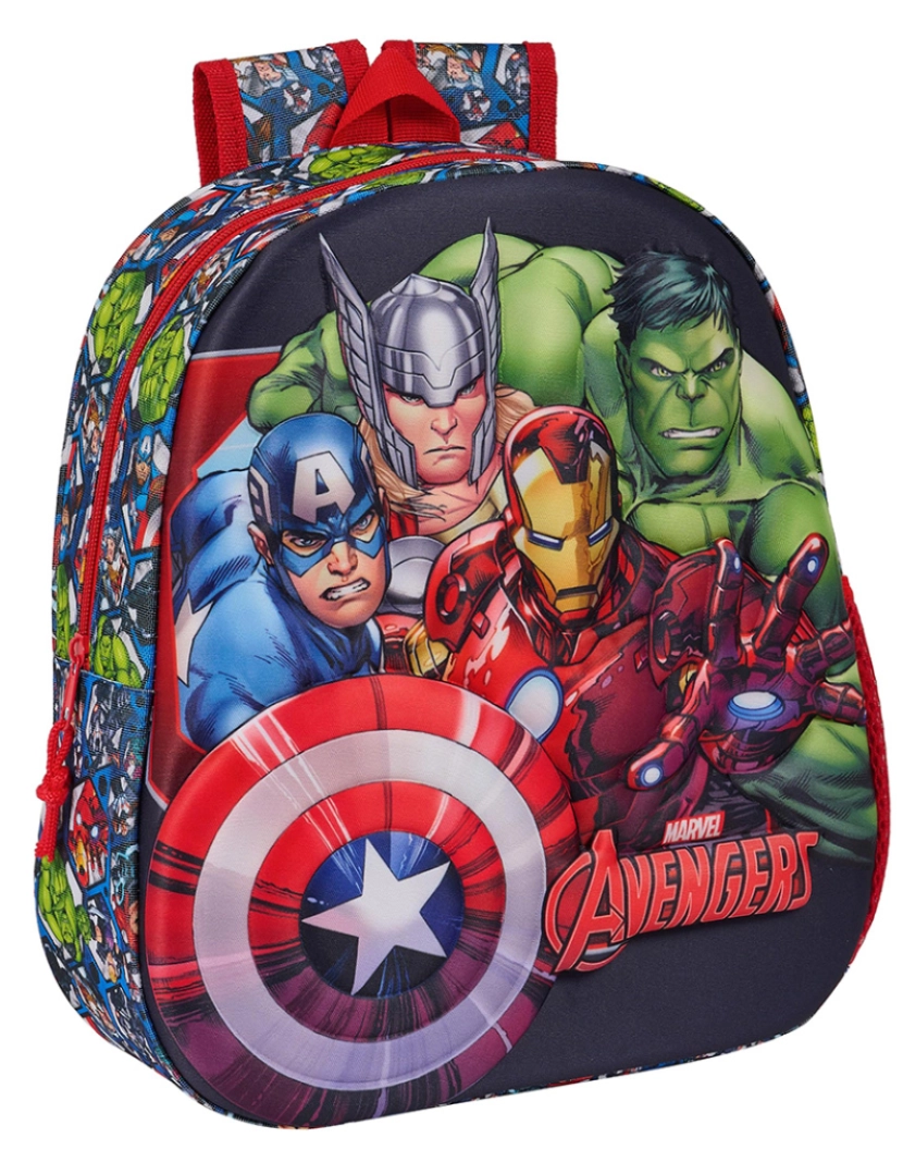 Avengers - Mochila Escolar Os Vingadores Preto Vermelho 27 x 33 x 10 cm