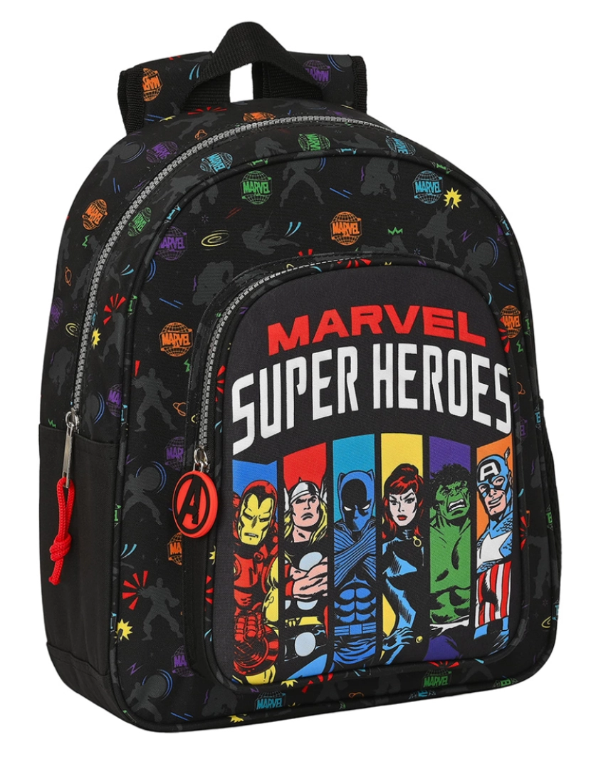 Avengers - Bolsa infantil Os Vingadores Super heróis Preto (27 x 33 x 10 cm)