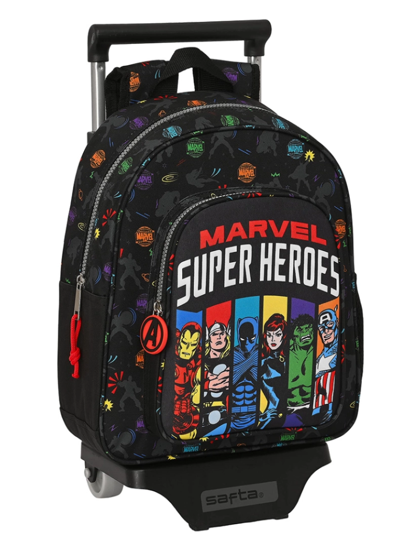 Avengers - Mochila Escolar com Rodas Os Vingadores Super heróis Preto (27 x 33 x 10 cm)