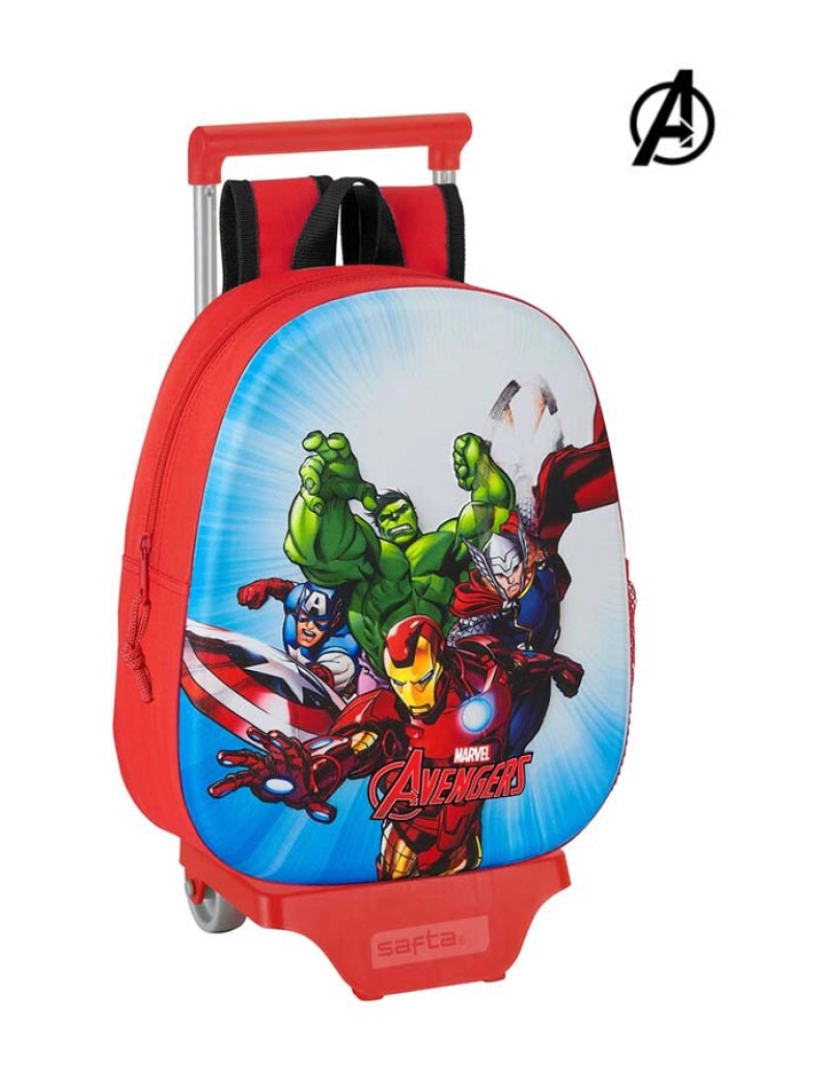 Avengers - Mochila Escolar 3D com Rodas 705 The Avengers Vermelho