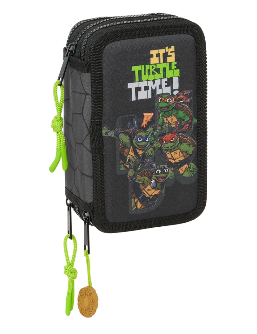 Tartarugas Ninja - Estojo triplo Teenage Mutant Ninja Turtles Preto Cinza 12,5 x 19,5 x 5,5 cm 36 peças