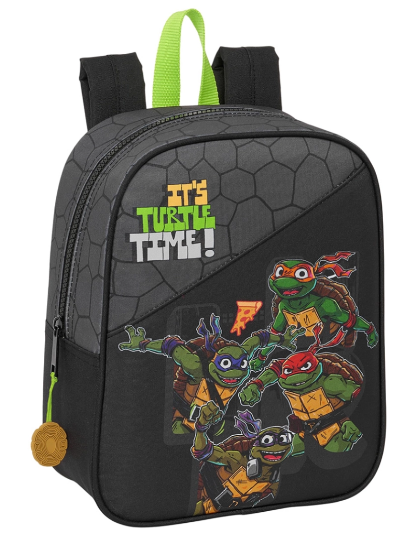 Tartarugas Ninja - Mochila escolar Teenage Mutant Ninja Turtles preto cinza 22 x 27 x 10 cm