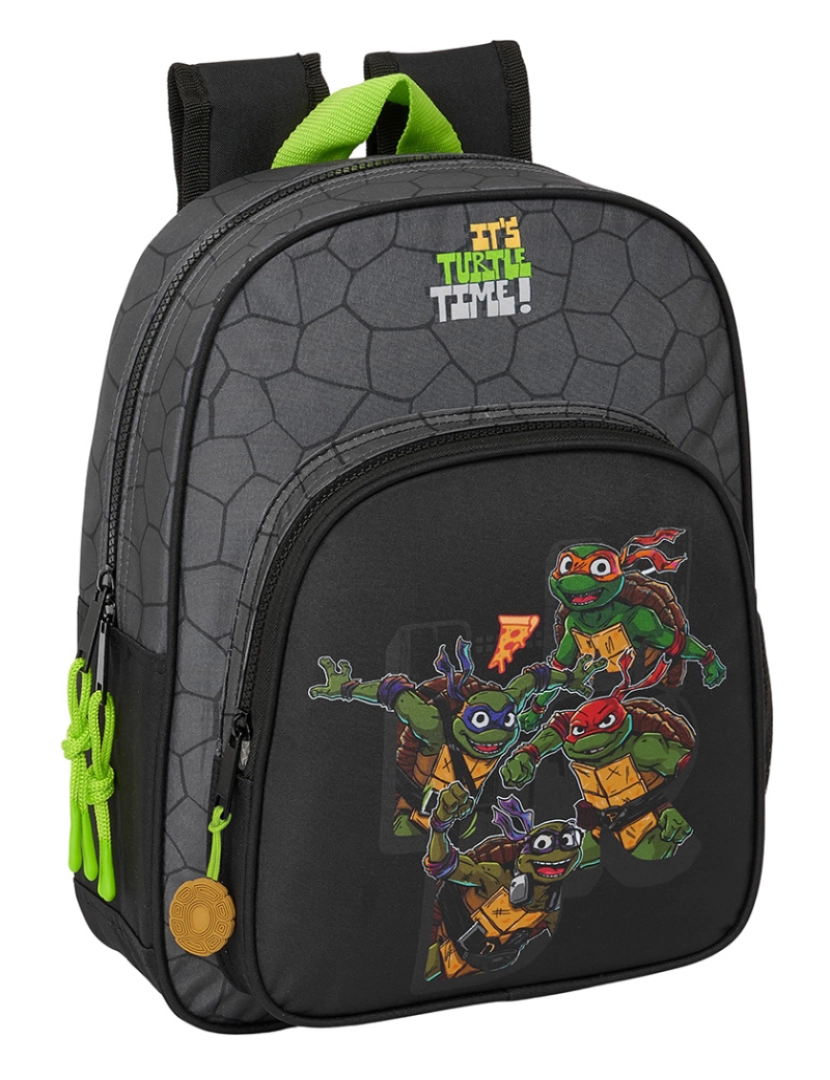 Tartarugas Ninja - Mochila escolar Teenage Mutant Ninja Turtles preto cinza 27 x 33 x 10 cm