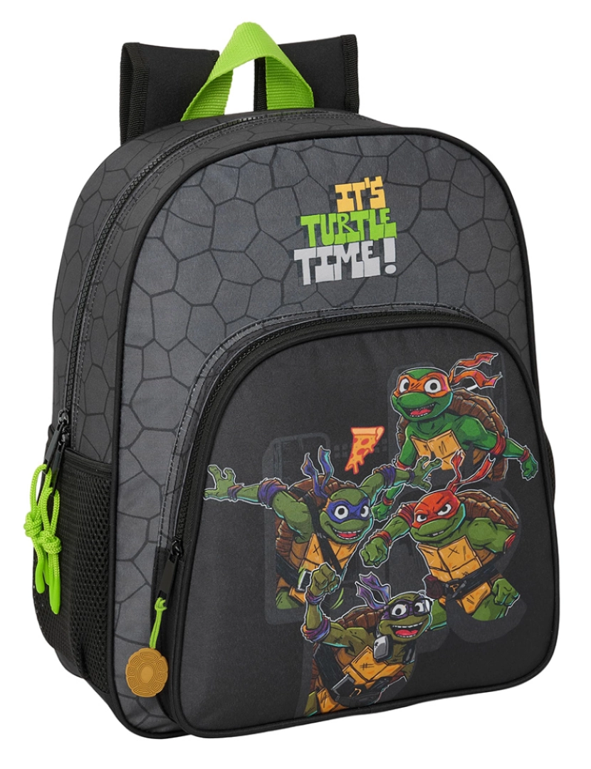 Tartarugas Ninja - Mochila escolar Teenage Mutant Ninja Turtles preto cinza 32 x 38 x 12 cm